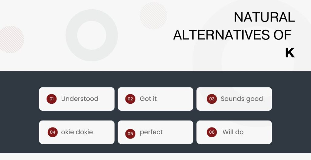 Natural Alternatives of K usgae in texts