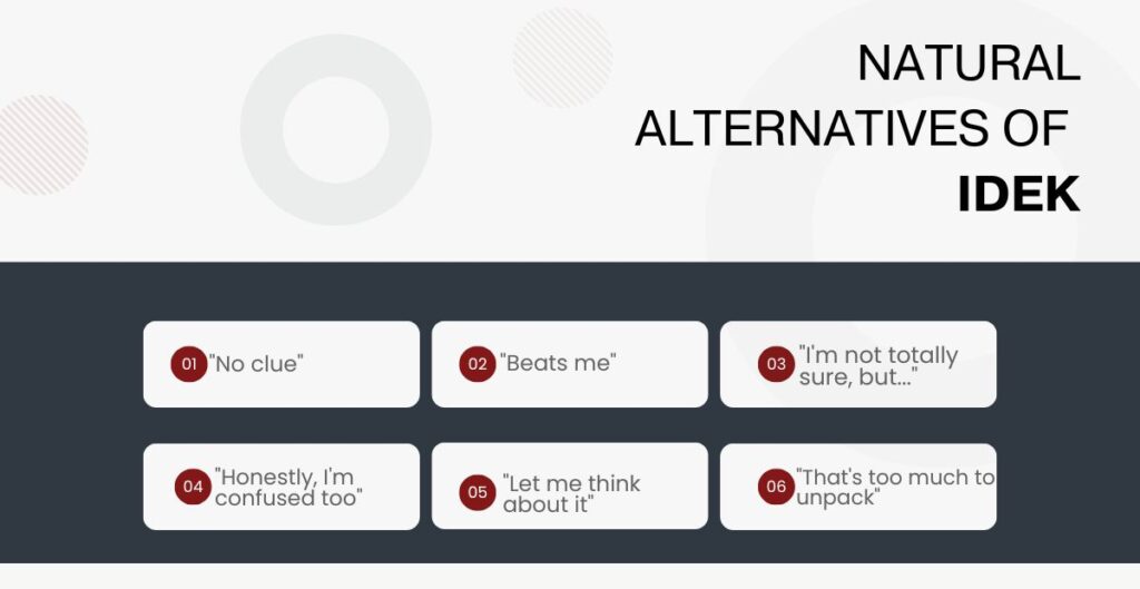 Natural Alternatives to replace IDEK in text conversations